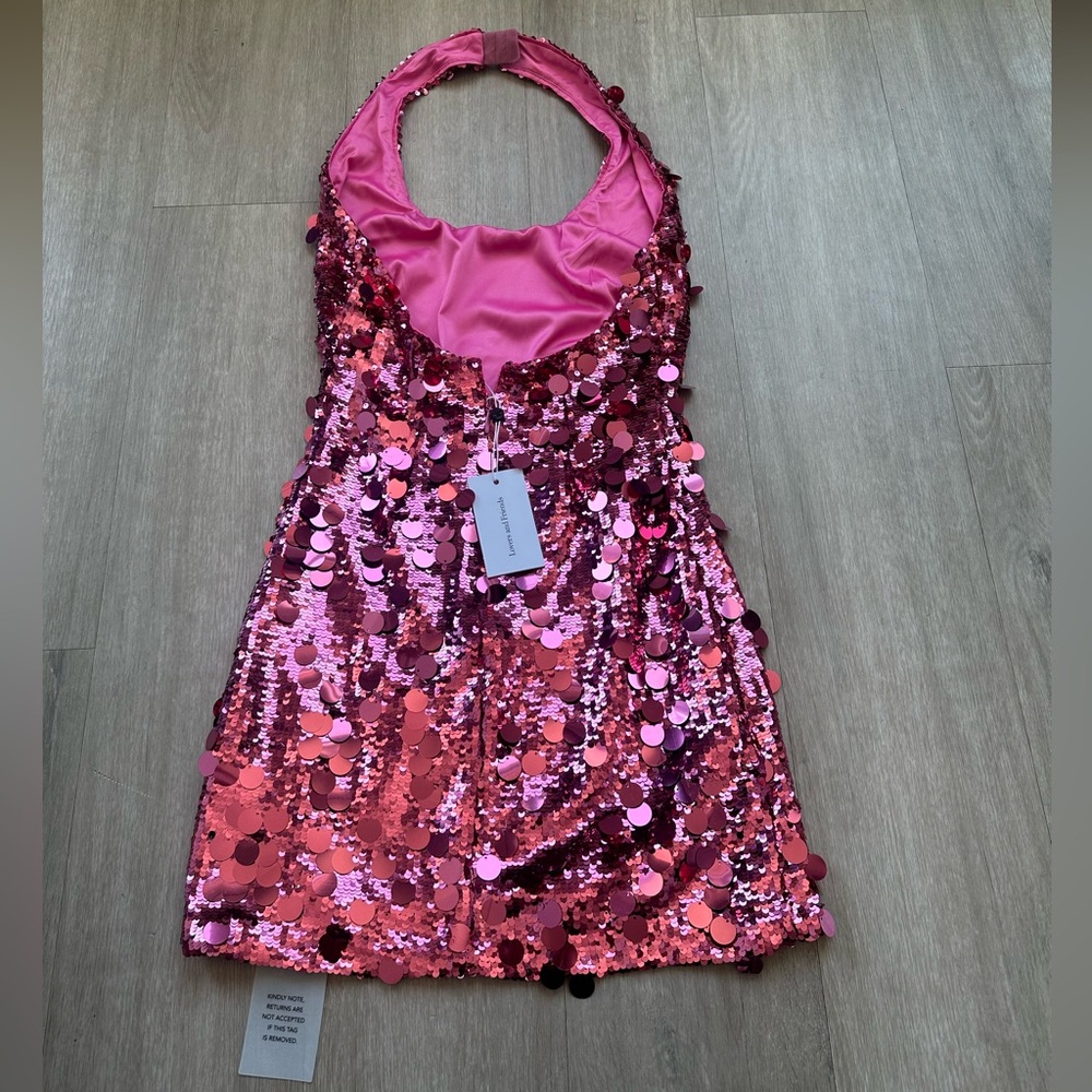Lovers + Friends Mia Embellished Mini Dress in Hot Pink Sequin - Picture 6 of 7